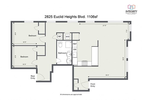 Euclid Heights B 2825, 2 Bedroom 1 Bath (Garden) at Integrity Cleveland Heights, Cleveland Heights, Ohio